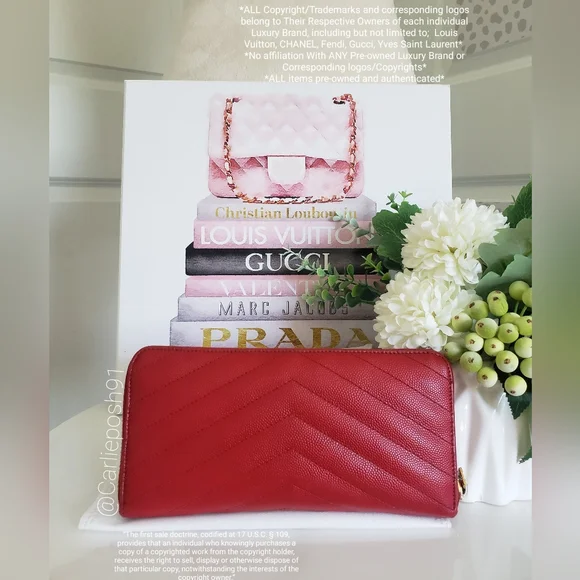 Authentic Pre-owned Yves Saint Laurent Grain De Poudre Zip Around Wallet - Picture 2 of 16